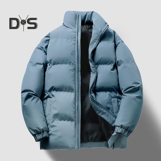 Зимнее хлопковое пальто унисекс с толстым подкладочным воротником-стойкой — фото 5