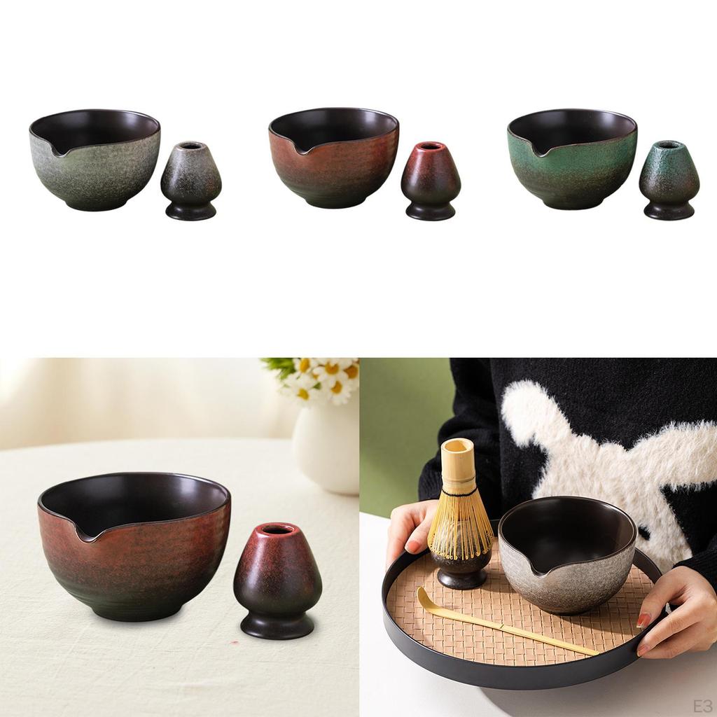 Japanische Matcha-Schüssel mit Schneebesenhalter, 430 ml, Keramiktasse für Büro und Schlafzimmer