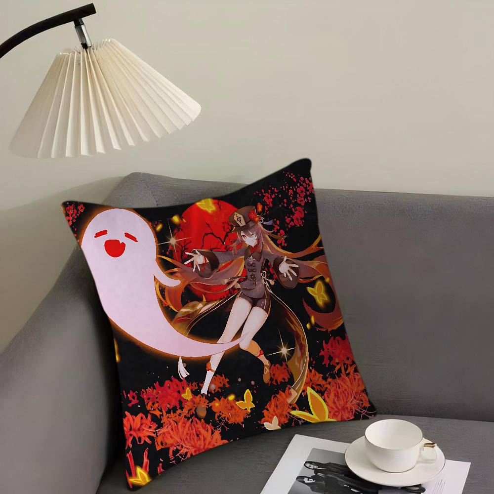 Аниме Ху Тао Наволочка Подушка Обивка Диван Подушка для броска Домашний декор Наволочка 12x12Inch