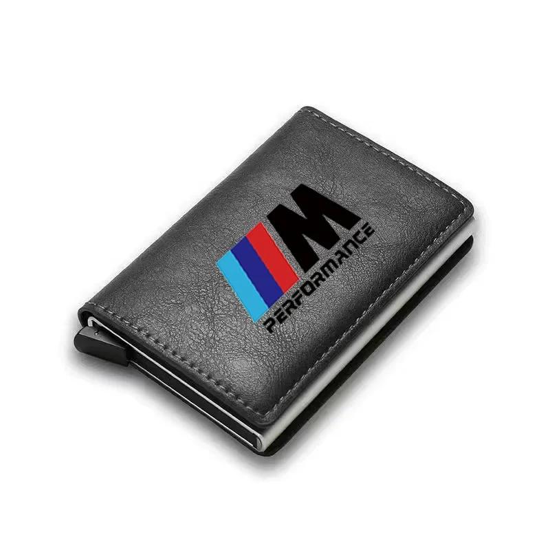 BAGC4 2026 Car Sticker Rfid Leather Carbon Fiber Credit Card Holder pu Wallets Men Black Magic Trifold for BMW M Logo X1 X2 X3 F10 F30
