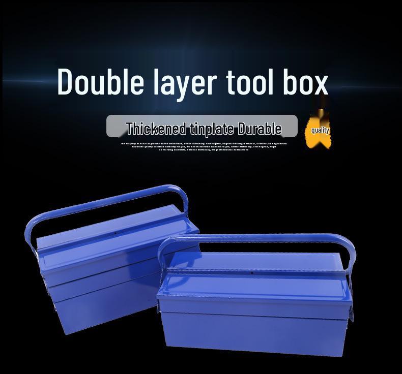 Thickened Double-Layer Metal Toolbox with Three-Layer Folding Design