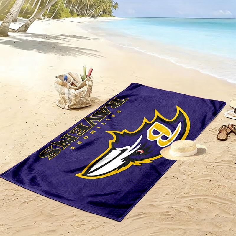 Baltimore Ravens Print Beach Towel, Large Soft Quick Dry Towel for Beach Camping Swimming