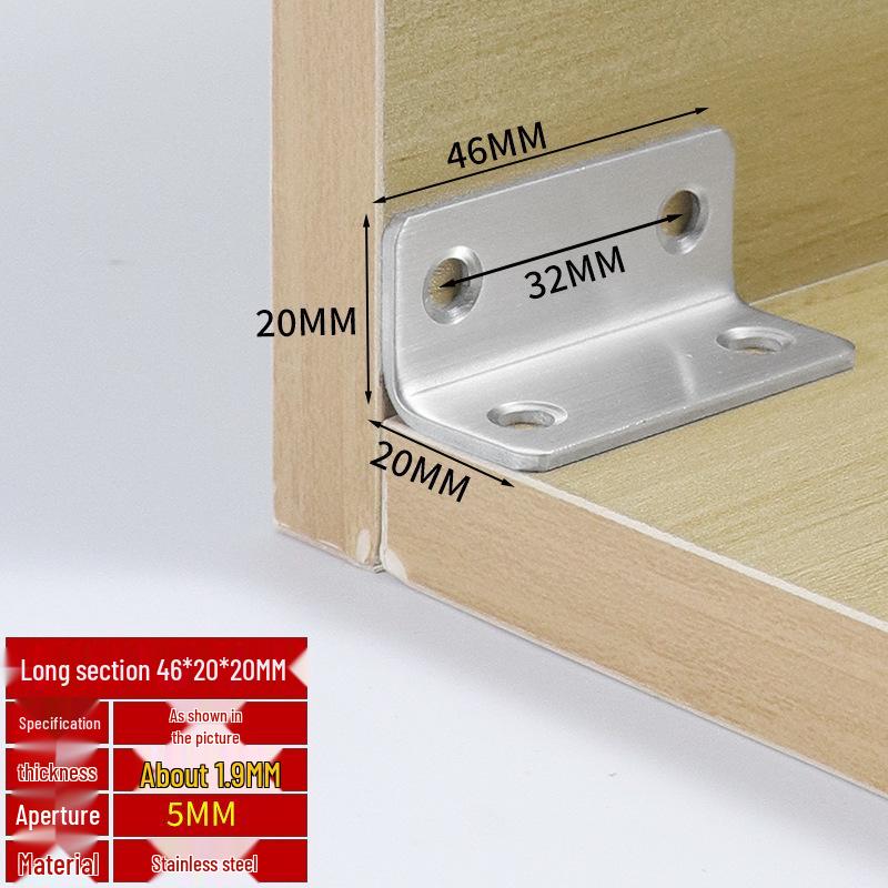 Thick Stainless Steel 90° Angle Bracket for Furniture Fastening