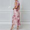 1116 summer European and American women's clothing, rose-printed waist dress, casual vacation lace dress
