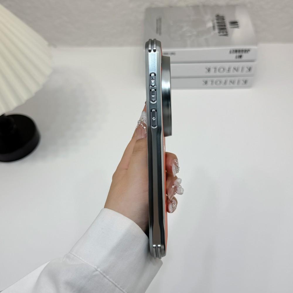 For VIVO X300 Ultra X200 Pro Mini Case Magnetic Wireless Charger PC Hard Shell Shockproof Protective Vegan Leather Back Cover