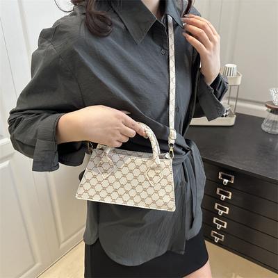 Printed Rhombus Weaving Design Casual Large Capacity Fashion Portable One Shoulder Oblique Span Small Square Bag