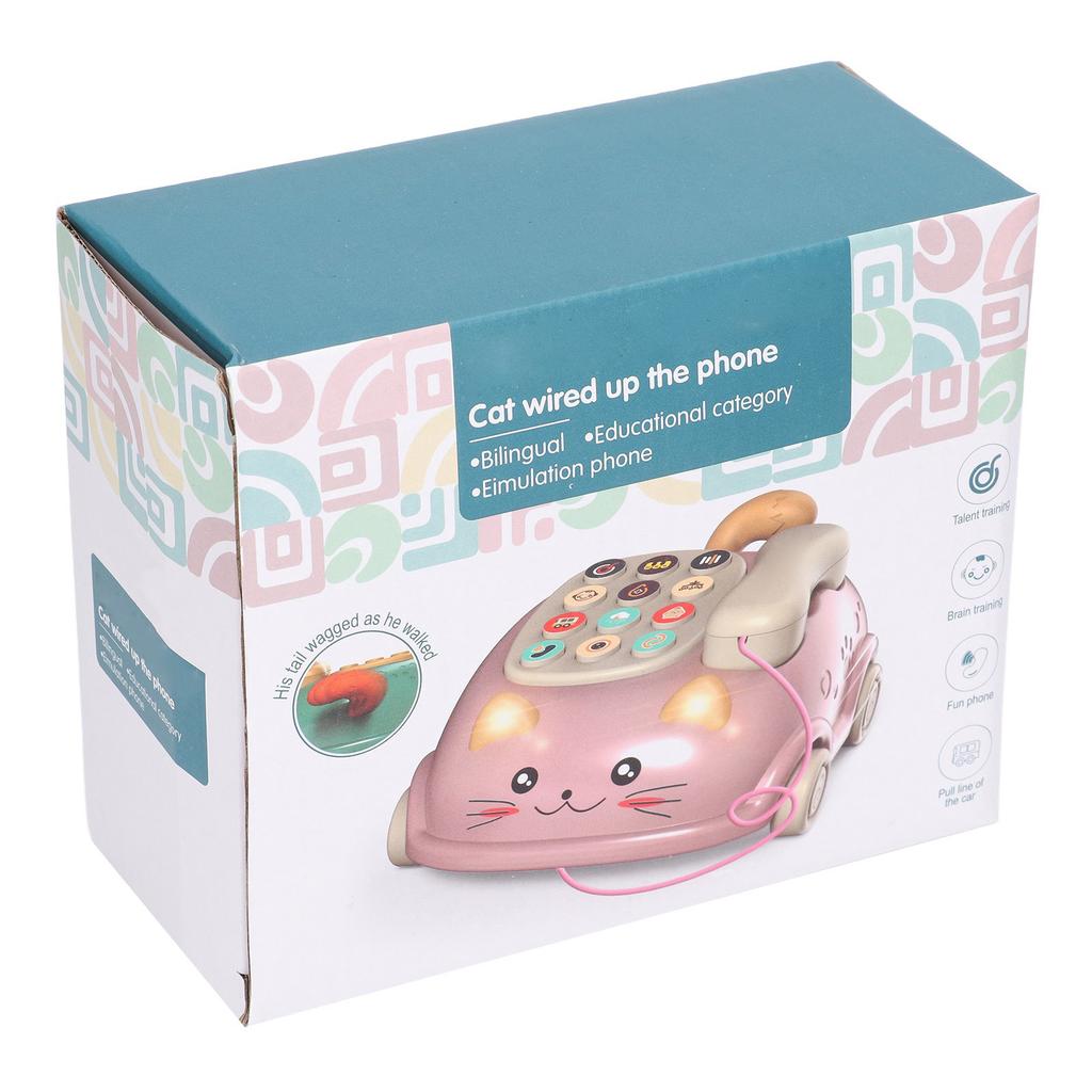 Baby Phone Toddlers Musical Toy Pretend Phone Call Toy Car Bilingual Story NaMachine Kitty Shape for Enlightment