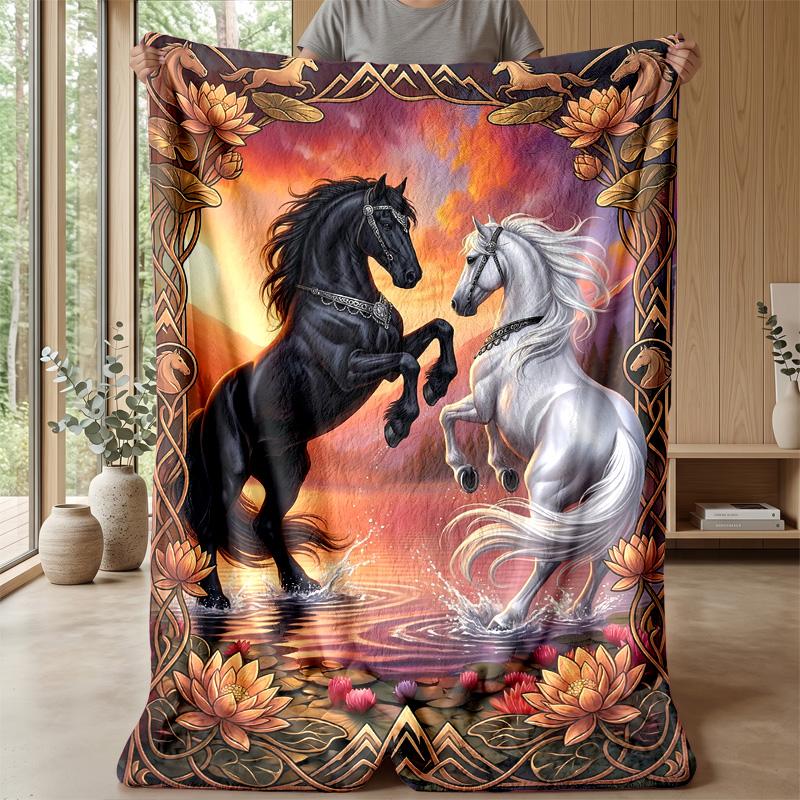 Equestrian Fantasy Journey Theme blanket Lightweight Warm Flannel Blanket Decorative Throw Blanket for Home Decoration
