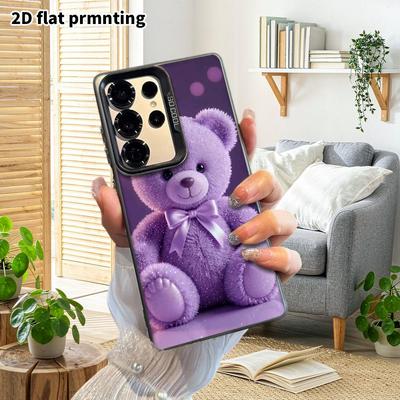 Phone Case: 2D Flat Samsung Galaxy A34 A35 M05 M06 S20 S22 S21 FE Plus 5G Protective Case, Couple Style, Purple Plush Little Bear, Christmas and Hallo