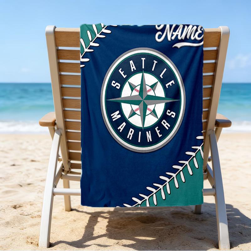 Custom Name Beach Towel Seattle Logo Beach Towel, Soft Microfiber, Gift for Her/Him, Birthday, for Pool, Beach, Travel, Fan gifts