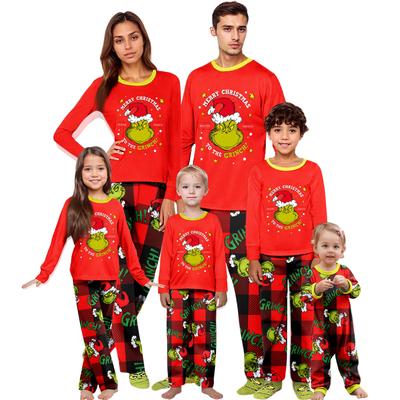 Ebeveyn-Çocuk Noel Baskılı Ev Takımı Uzun Kollu Üst Ve Pantolon