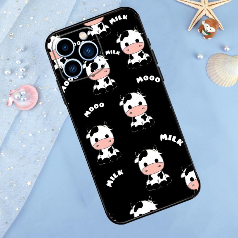 Cut Cow Case For iPhone 11 12 13 14 15 16 Pro Max Mini X XR XS Max 7 8 Plus Soft Back Cover