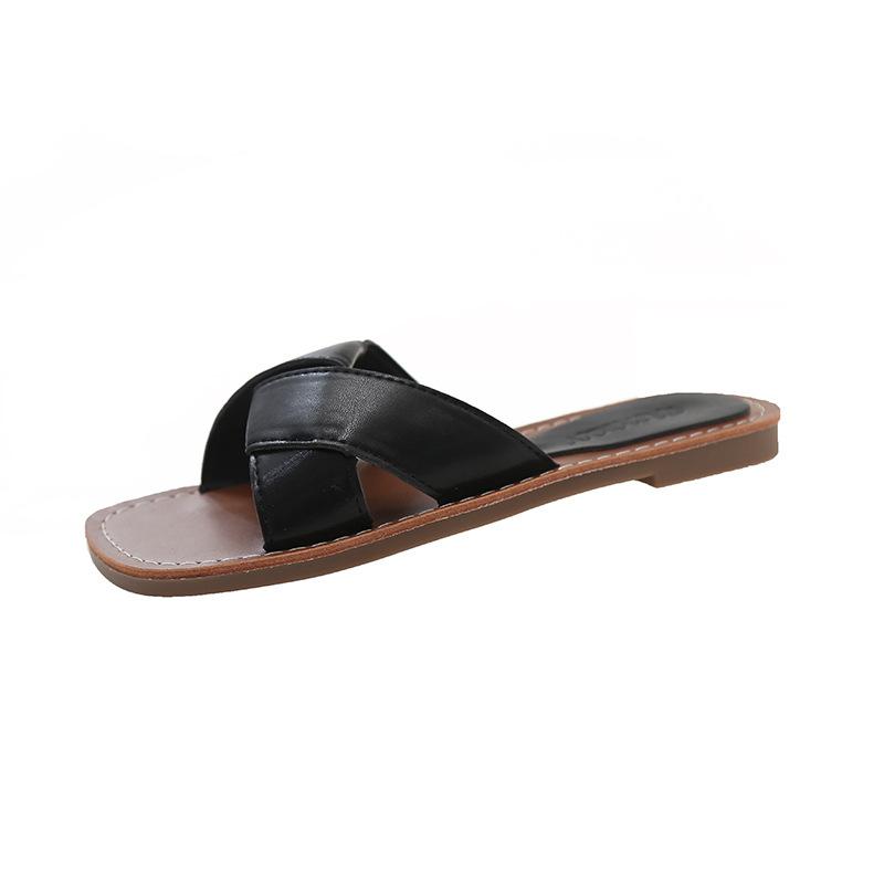 Vintage kwadratowa głowa literacki krzyż z odkrytymi kapciami na płaskiej podeszwie damskie letnie ubranie wróżka wakacje nad morzem plaża fajne kapcie