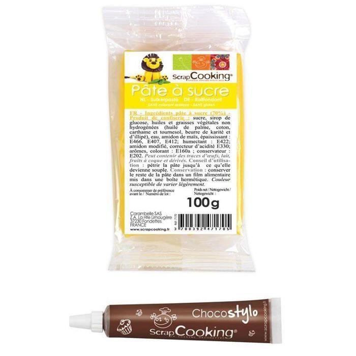 Stylo chocolat + Pâte à sucre jaune 100 g