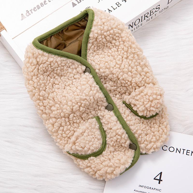 Pet Autumn Lamb Fleece Coat Cute Pocket Vest Dog Warmth Vest Lamb Fleece Coat Pet Jacket Puppy Clothes Christmas Clothes