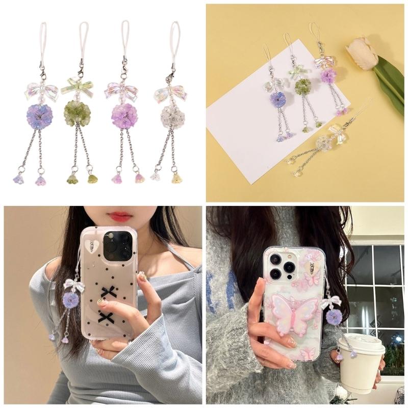 Fashionable Flower Cellphone Charm Butterfly Phone Chain Keyring Accessory Personalized Decoration for Women and Girls