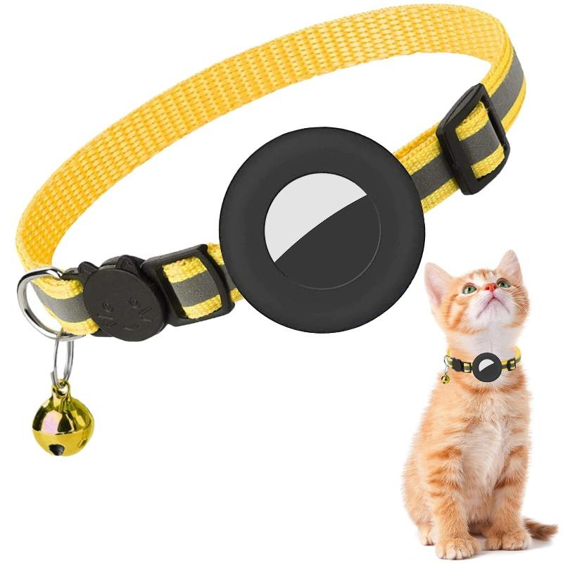 Airtag Cat Collar with Bell Reflective Anti-loss Silicone Protective Cover Small Neck Ring Cat Anti-loss