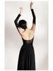 Falling Leaves Light Dance Mesh Splice Costume: Classical Black Camellia Body Shaping Suit