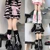 Womens Student Subculture-Wear Solid Color Bandage Bows Cute Sweet Legwear Long Winter Daily Sock for School Office