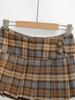 American Retro Low-Waist Plaid A-Line Mini Skirt - Women's College Style, Pleated, for Spring/Autumn