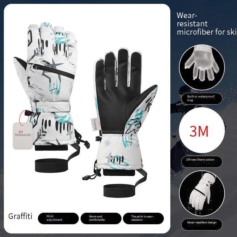 Men Women's Waterproof Winter Ski Gloves Windproof Snowboarding Gloves with Thinsulate Lining for Cold Weather Sports