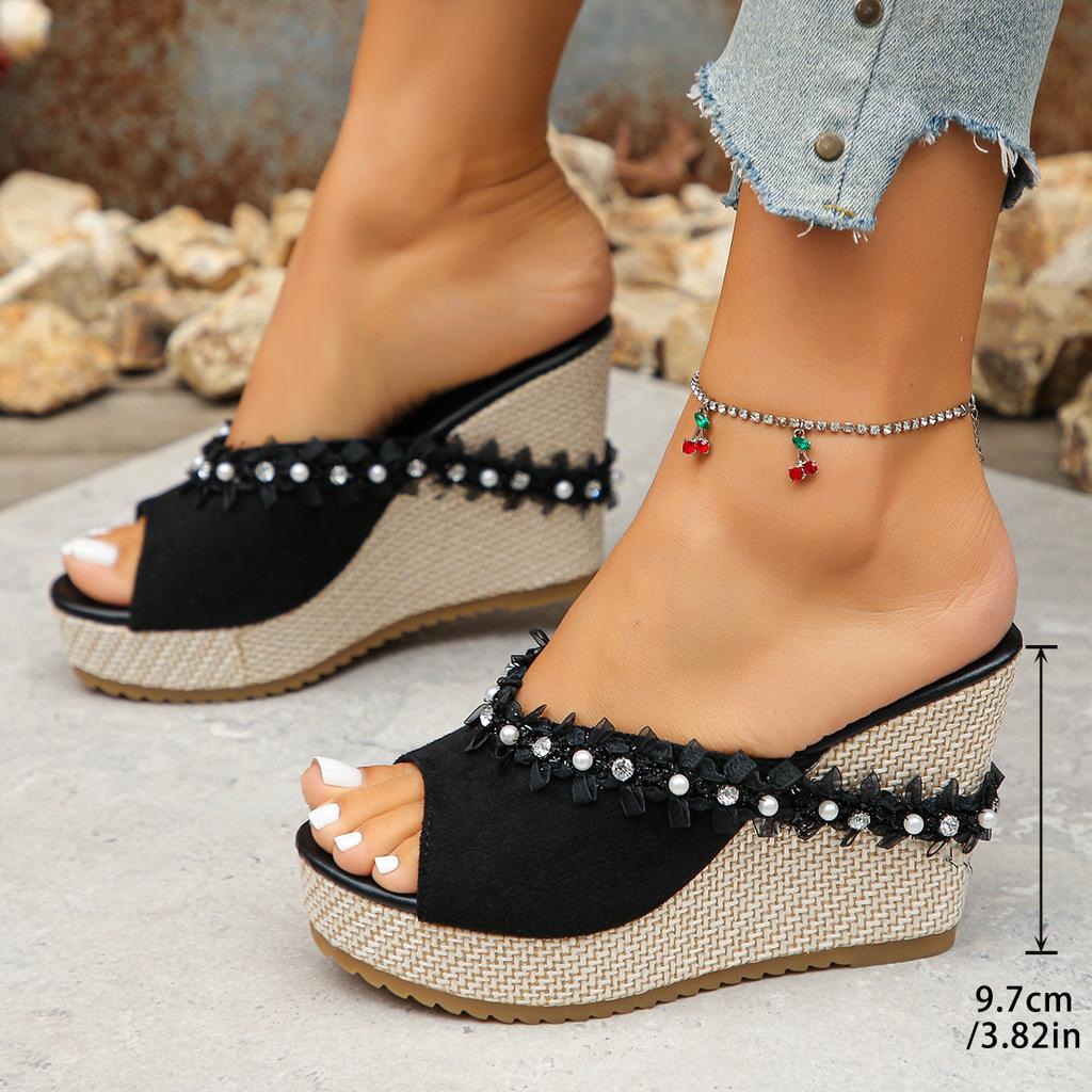 Large-Size Wedge Sandals for Women – Summer New Height-Increasing Platform Floral Thick Sole Slide Sandals