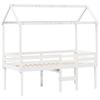 VidaXL Lit haut avec toit blanc 90x200 cm bois de pin massif, lit, cadre de lit, lit mezzanine, meuble de chambre à coucher, 3282133