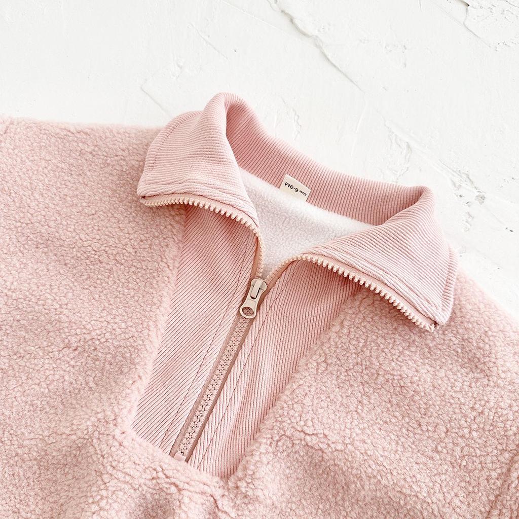 Winter Lambswool Hoodie for Babies - Thickened Velvet, High Collar, Long Sleeve