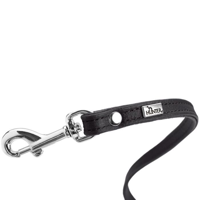Hundeleine - HUNTER - Nappa Petit - Leder - Schwarz - 1,0 cm x 140 cm