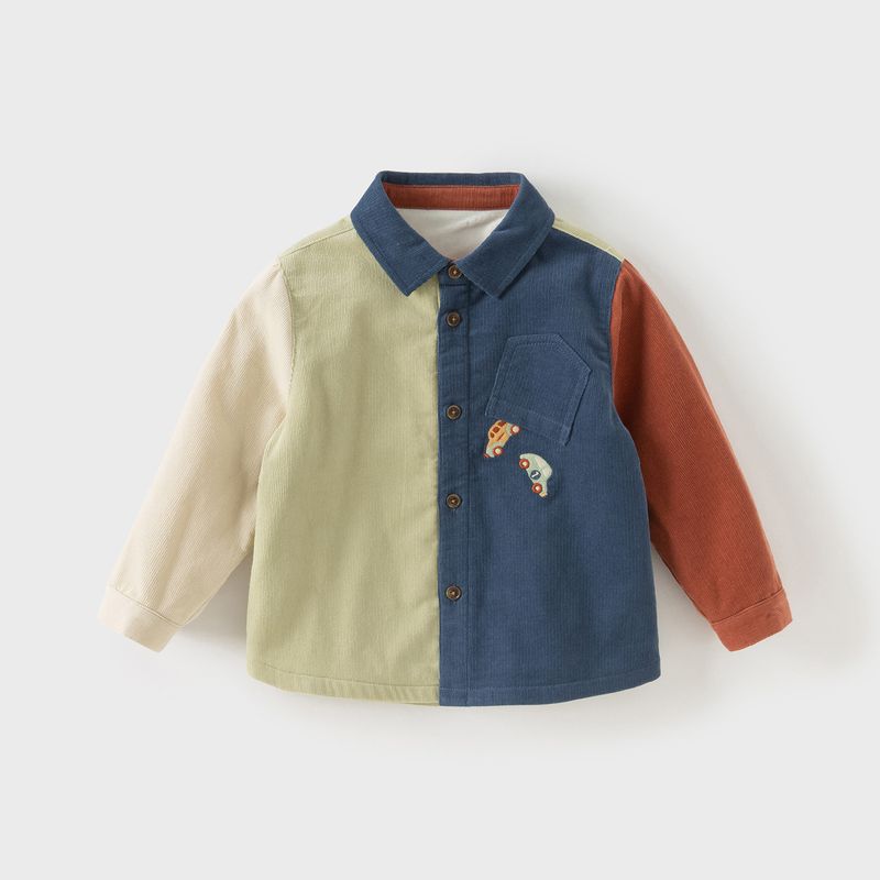 David Bella Kidsren's Class a Shirt 2026 New Boys' Contrasting Color Corduroy Shirt Baby Boy Winter Jacket