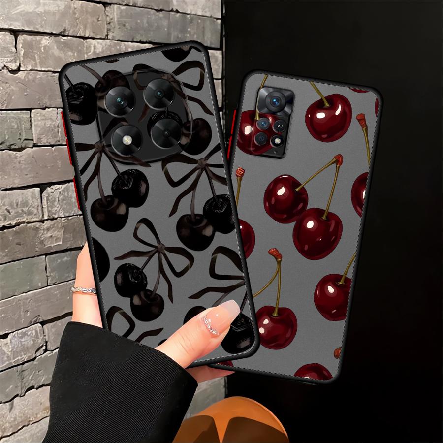Case for Xiaomi Redmi Note 14 12 13 Pro Plus 10 9S 11 13C 14C A4 Funda Back Phone Cover Stylish Cherry Pattern