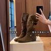 Damskie buty podwyższające wewnętrznie, nowe jesienne, retro, wszechstronne, buty na platformie, klamra do paska, wąskie, wysokie, buty jeździeckie