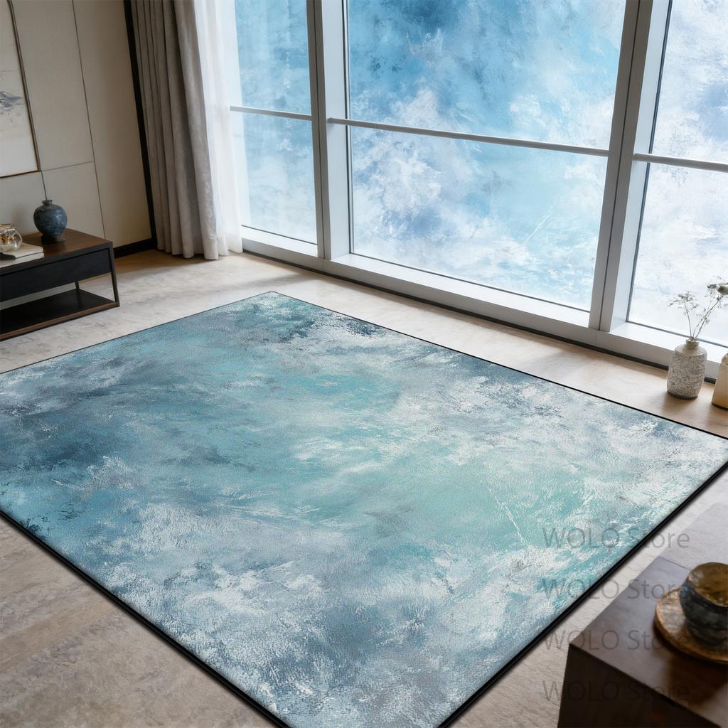Vintage Blue abstract Carpet Luxury Living Room High-end washable Rug Bedroom Bed End Anti-slip Customizable Floor Mat Office