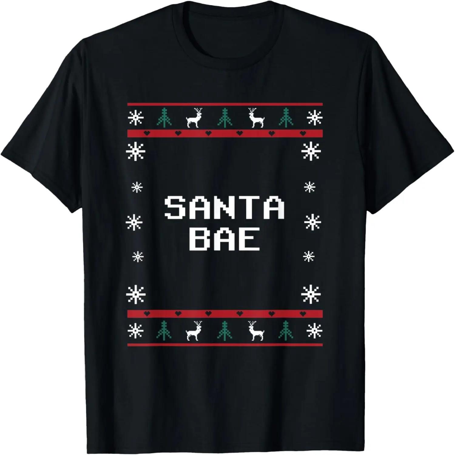 

Santa Bae Christmas Boyfriend Xmas Fiance Naughty Couples T-Shirt S чёрный