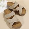 Large Size Casual Sandals Women's Summer New Thick-soled One-word Strap Cross-woven Sandals