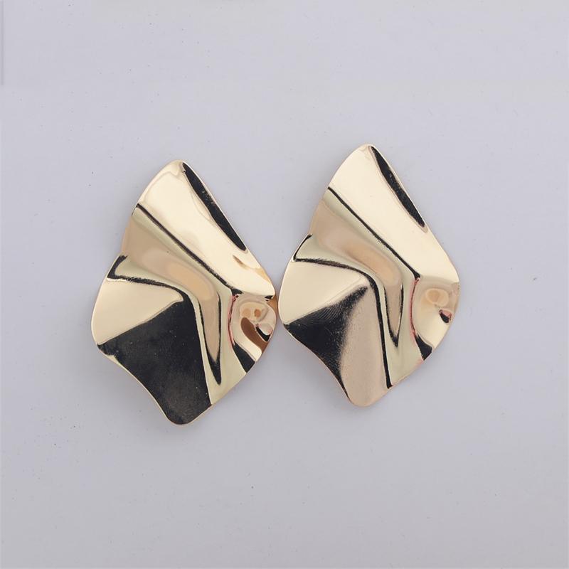 New Exaggerated Irregular Metal Piece Dangle Earrings for Women Uneven Folded Gold Color Metal Hanging Earrings brincos