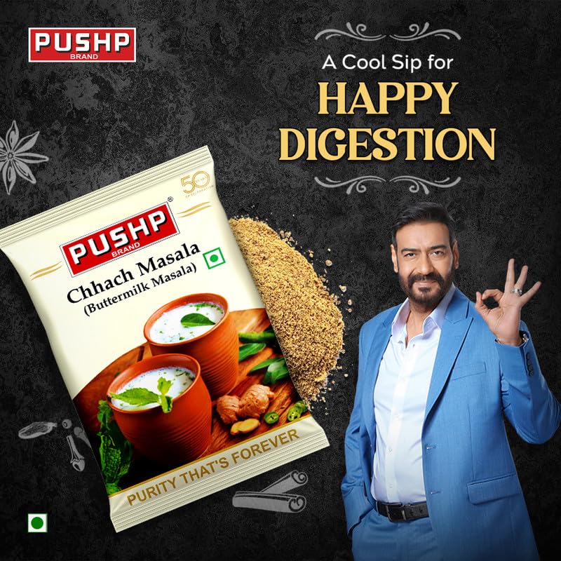 Pushp Brand Chhach Masala 150g Miscela Premium di Spezie Indiane Per Lassi Autentico al Latticello e Bevande Rinfrescanti Estive