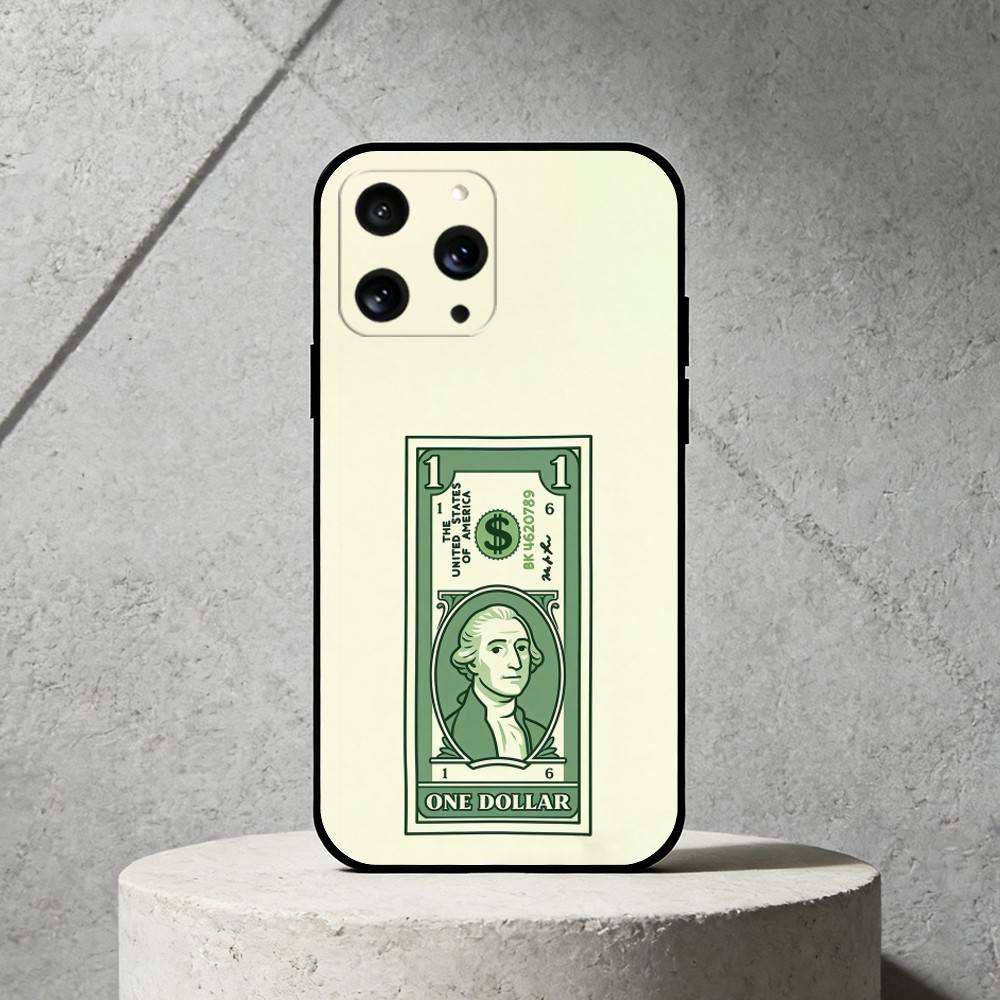 Q-Q version vector banknote Phone Case For iPhone 17,16,15,14,13,12,11 Plus,Pro Max,SE4Soft Silicone Black Cover