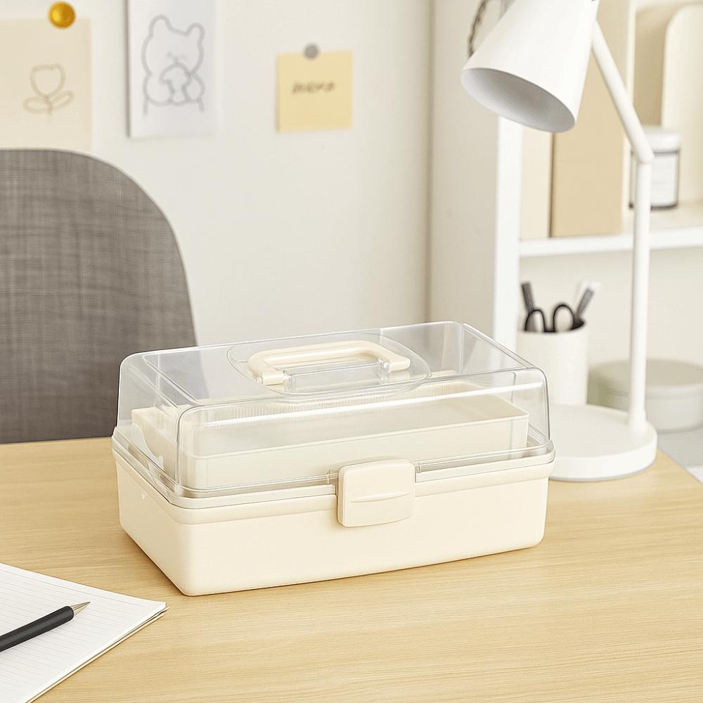 Portable 3 Layer Storage Box Clear Tackle Box Fishing Gear Art Craft Organizer  Bead Storage