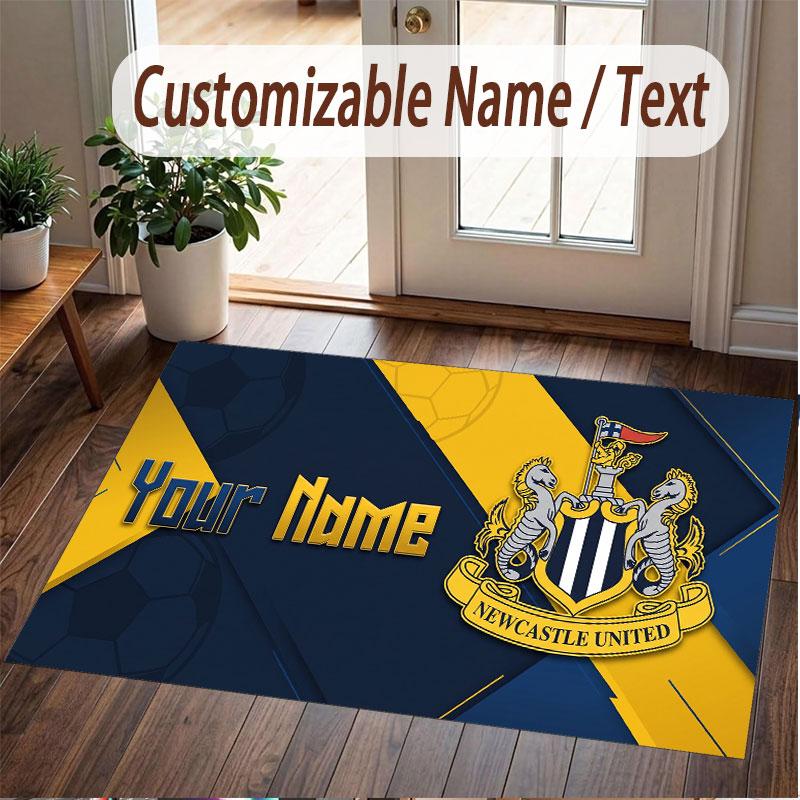 Custom Rug Newcastle United FC Pattern Print Name Text Soft Non‑Slip Floor Carpet for Home Indoor Decoration