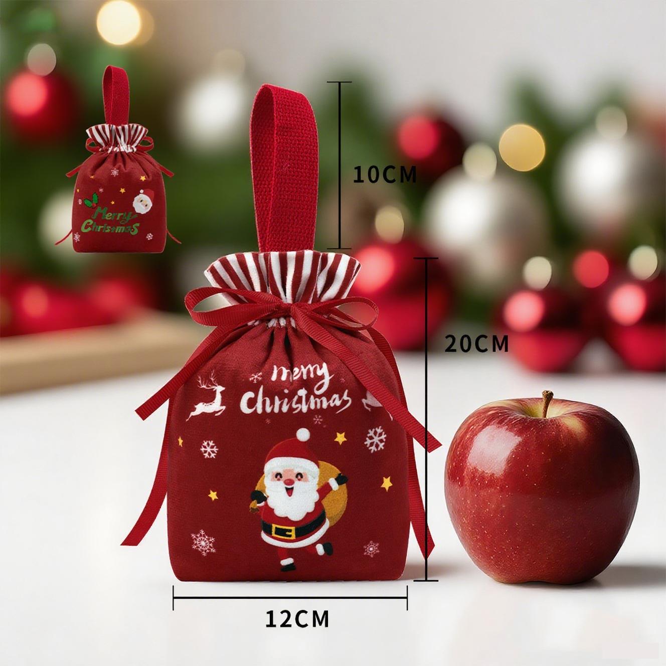 

High Quality Velvet Christmas Gift Bag Drawstring Candy Box DIY Christmas Apple Storage Bags Home New Year Party Decoration