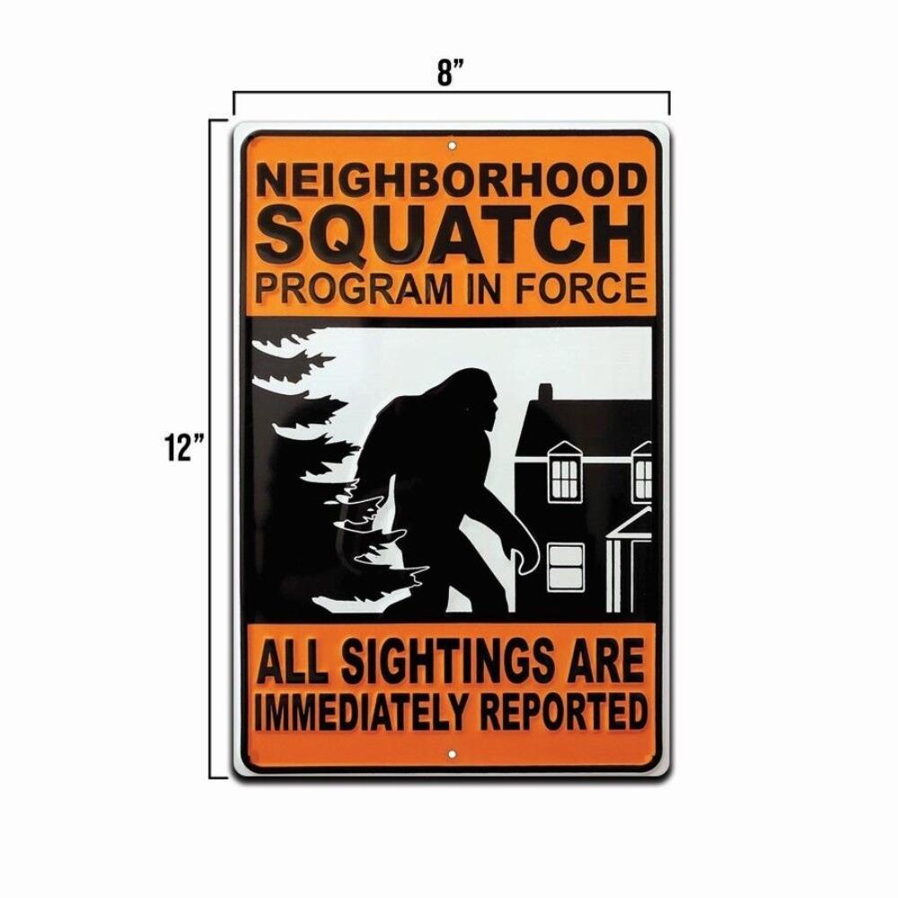 Sign Funny Bigfoot Sasquatch Metal funny decor Warning Big wall art Foot room