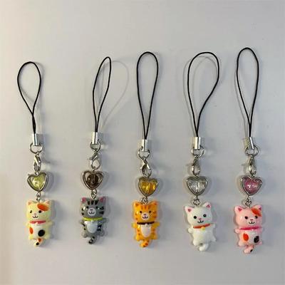 Phone Accessories Cat Pendant Cat MobilePhone Strap Lost Phone Charm Heart Cute Phone Lanyard for Women Girls