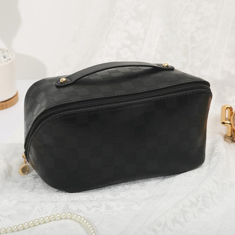 Magnetic standing makeup bag, portable for outdoor use, large capacity partitioned storage, makeup storage bag, toiletry bag