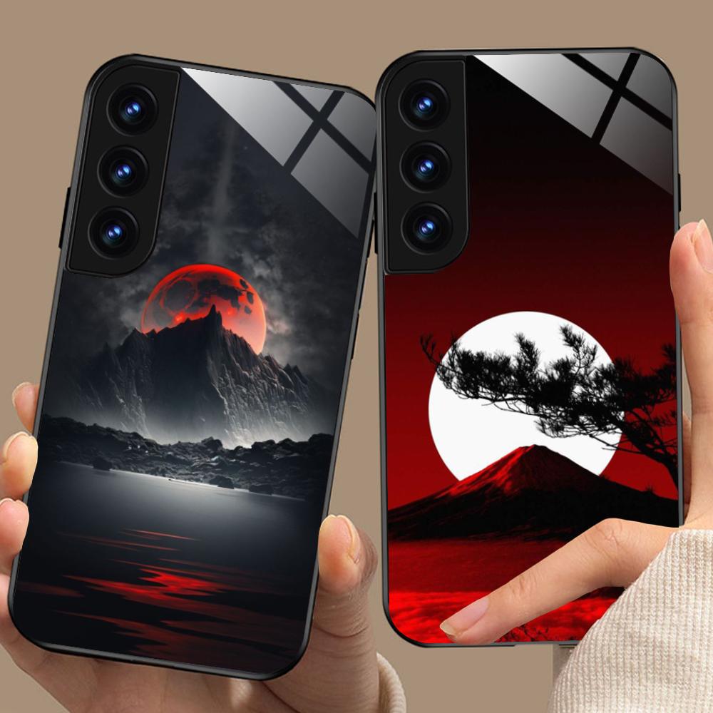 Luna Moon Mobile Cell Phone Case for Samsung Galaxy A56 55 54 53 52 51 36 35 34 23 16 15 5G Glass Colorful Cover Cover Luxury