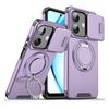 KEYSION 360° Ring Stand Phone Case for OPPO A3 A3X 5G A5i Slide Camera Protection Magnetic Shockproof Cover for OPPO A40 A40m