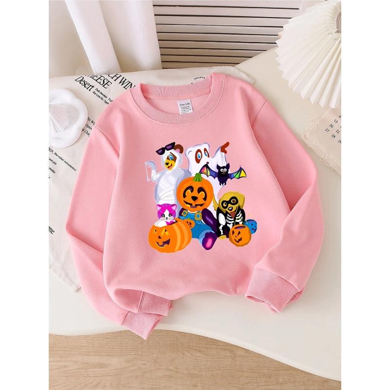 Kids Sweatshirt,Round-Neck Pullover , Cute Print Sweatshirt, Soft Casual Sweatshirt, Easy-Care Pattern Outfit