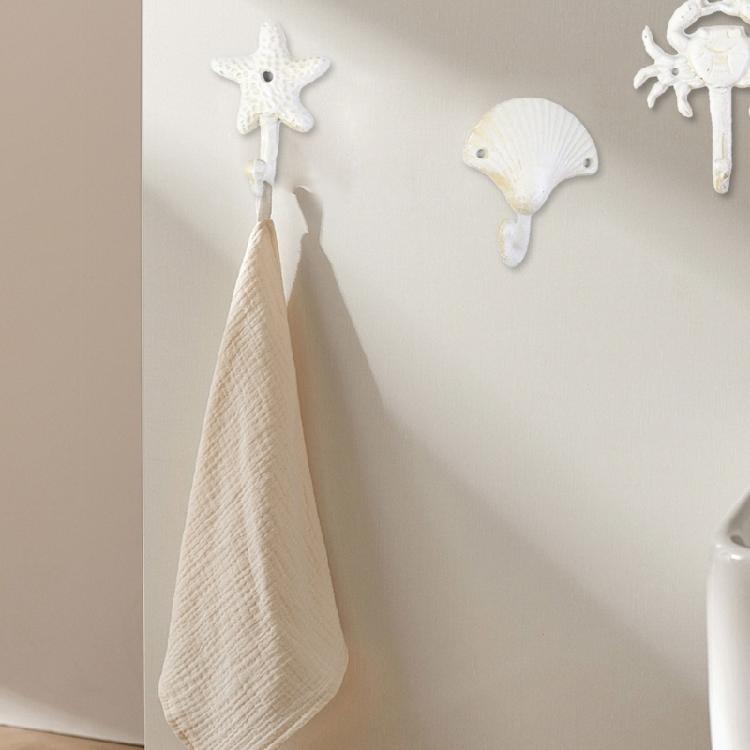 Rustics Nauticals Wall Hook Iron Construction Elegant White Finish for Home Organization