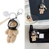 Creative Plush Bear with Helmets Key Ring Animal Toy Keychain Fashionable Bag Pendant Hanging Charm for Wallet and Purse