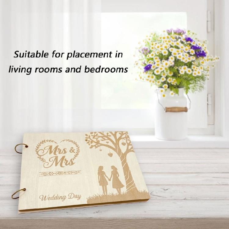 Handmade Engagement Guestbook 20 Pages Wooden Wedding Guest Book Creative Photo Frame Sign Signature Book